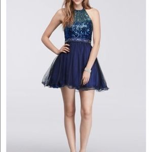 Blue Masquerade Homecoming Dress